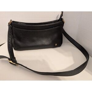 Vintage Etienne Aigner Black Leather Purse Crossbody w/ Adjustable Strap